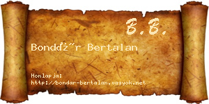 Bondár Bertalan névjegykártya